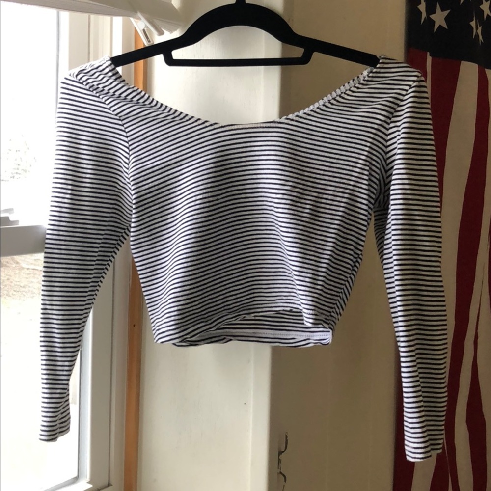 Black & white stripper crop top